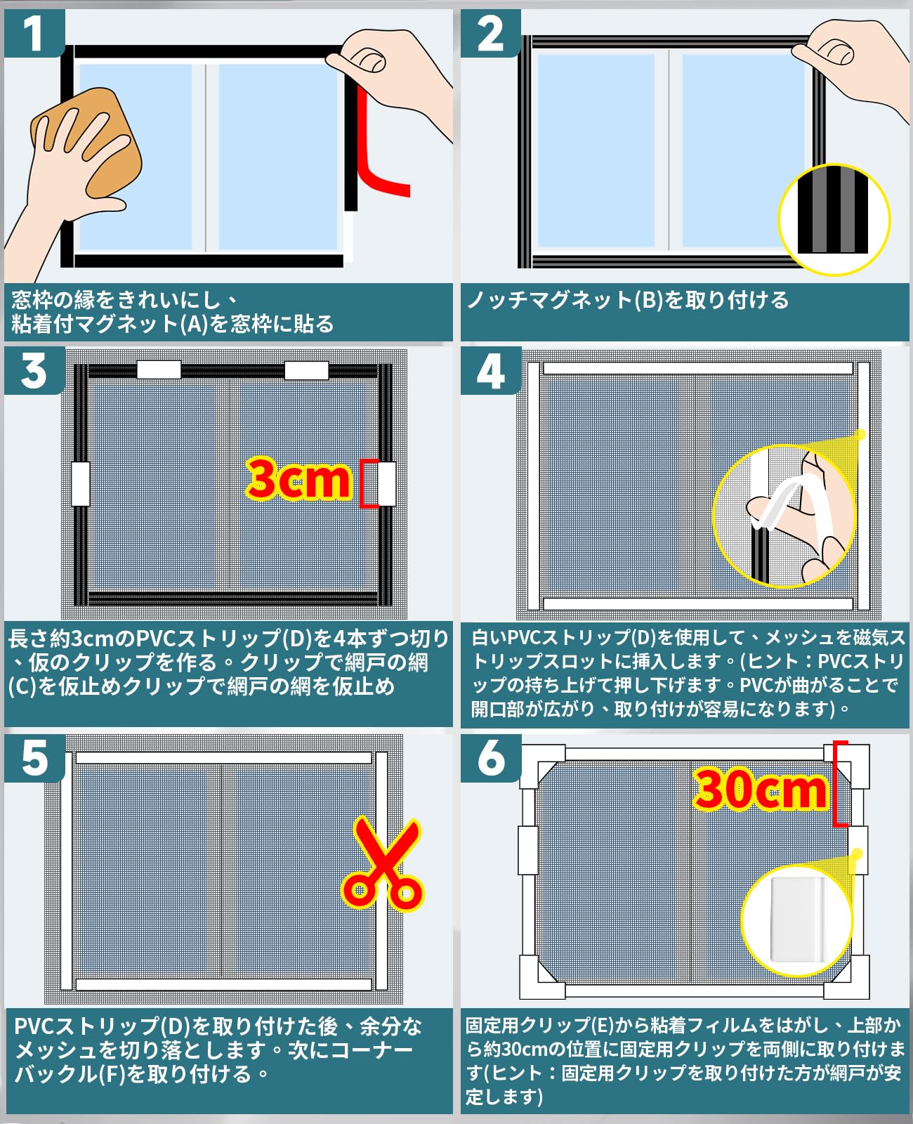Amazon.co.jp: HOFUDON 網戸 マグネット DIY 簡易網戸キット 張り替え
